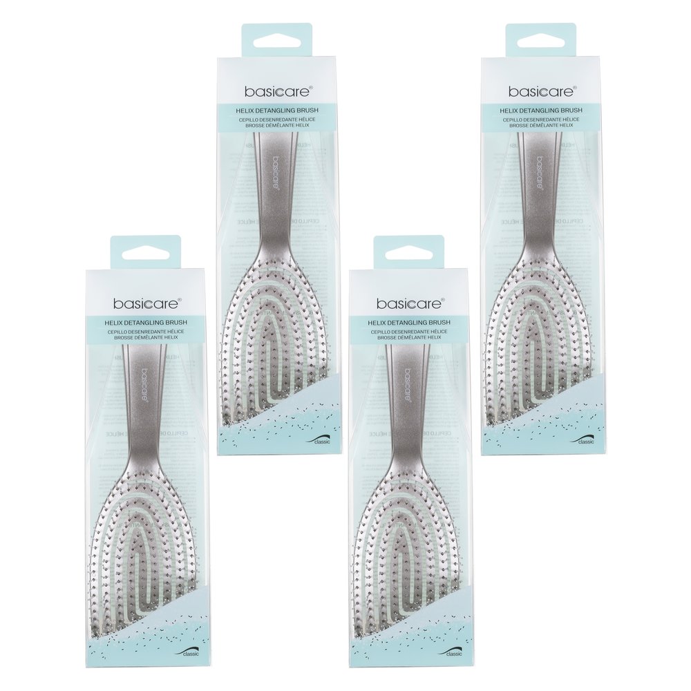 Basicare Helix Detangling Hairbrush Bundle 4 Pack Smooth Tangle Free