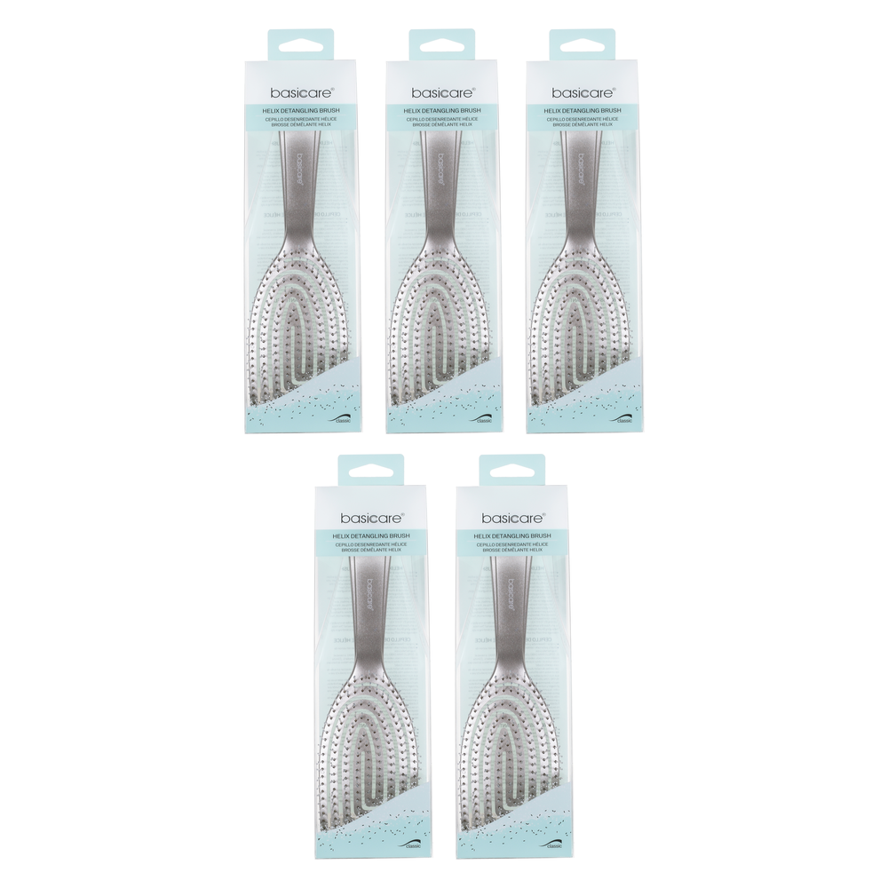 Basicare Helix Detangling Hairbrush Bundle of 5 Smooth Tangle Free Styling