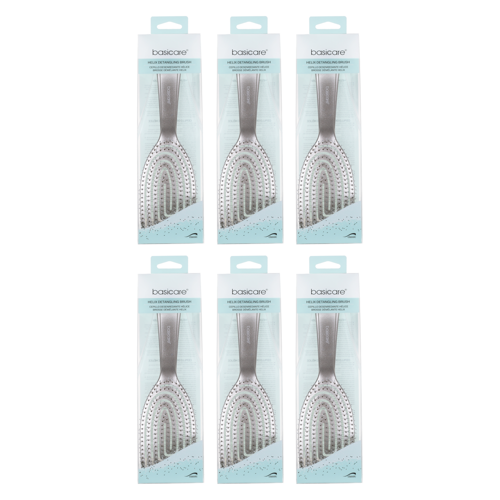 Basicare Helix Detangling Hairbrush 6 Pack Bundle Tangle Free Styling