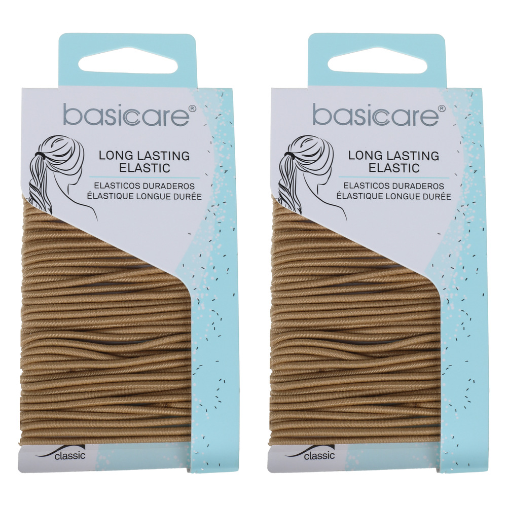 Basicare Elastic Hair Ties 48 Pack Blonde 2mm No Snag Strong Hold x 2