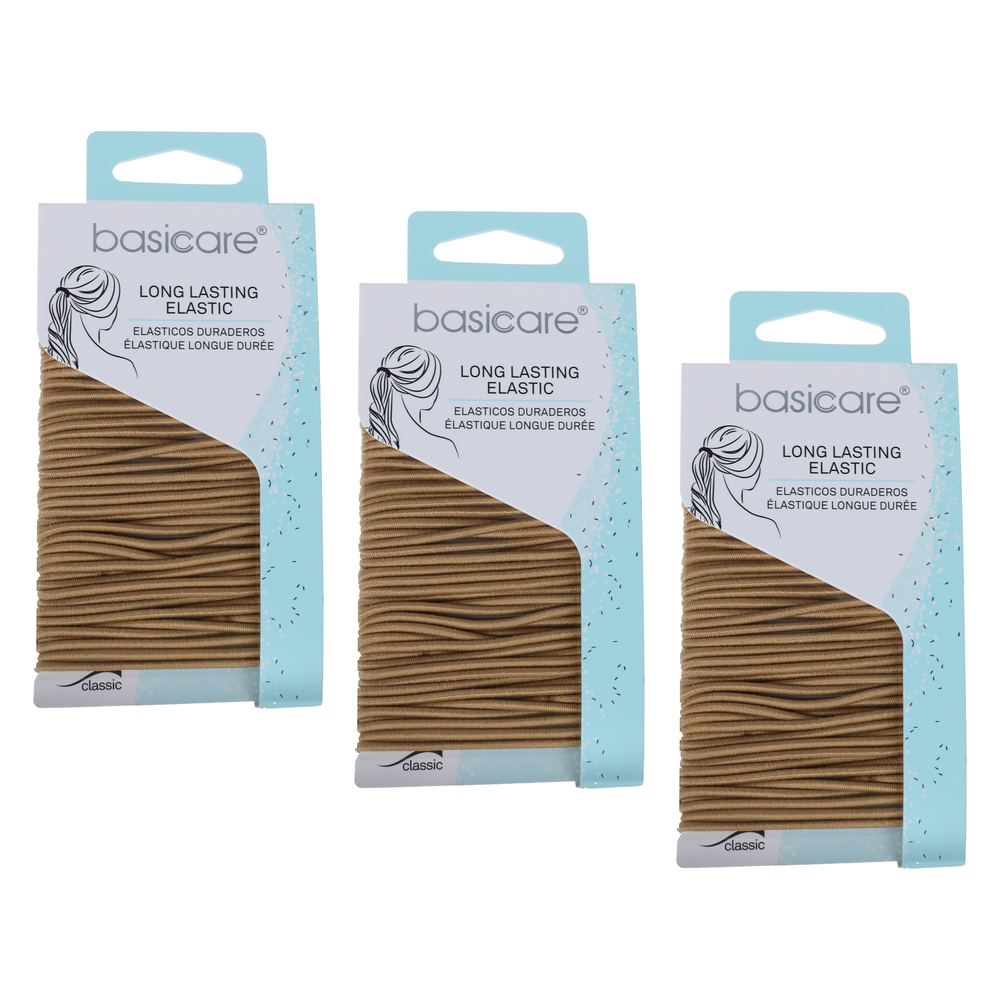 Basicare Elastic Hair Ties 48 Pack Blonde 2mm Strong Hold Bundle of 3