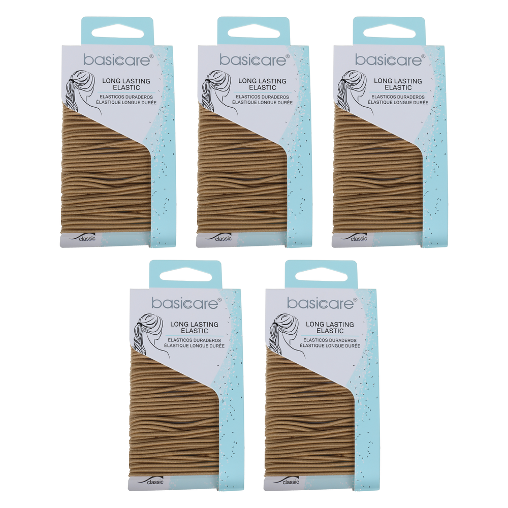 Basicare Elastic Hair Ties 5 Pack Blonde 2mm No Snag Strong Hold