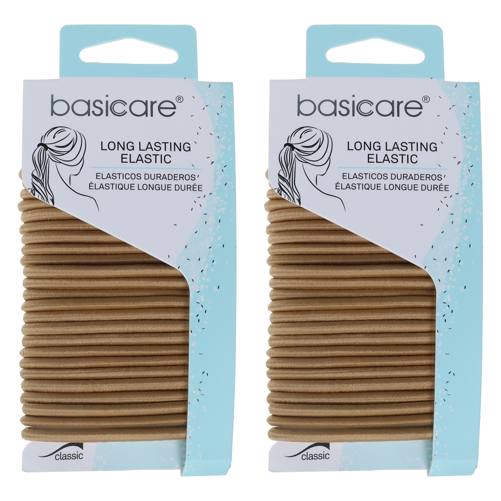 Basicare Elastic Hair Ties 24 Pack Blonde 4mm No Snag Strong Hold x 2