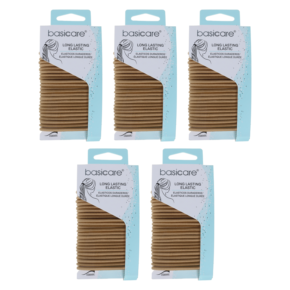 Basicare Elastic Hair Ties 24 Pack Blonde 4mm Strong Hold Bundle of 5
