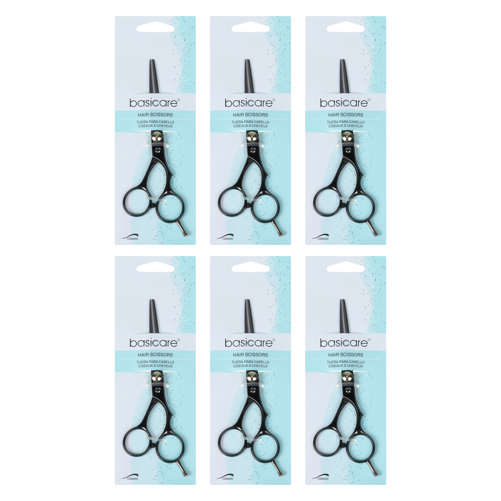 Basicare Home Hair Dressing Scissors 5.5 Inch Bundle of 6 Stainless Steel