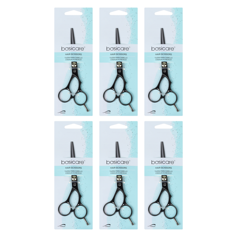 Basicare Home Hair Dressing Scissors 5.5 Inch Bundle of 6 Stainless Steel