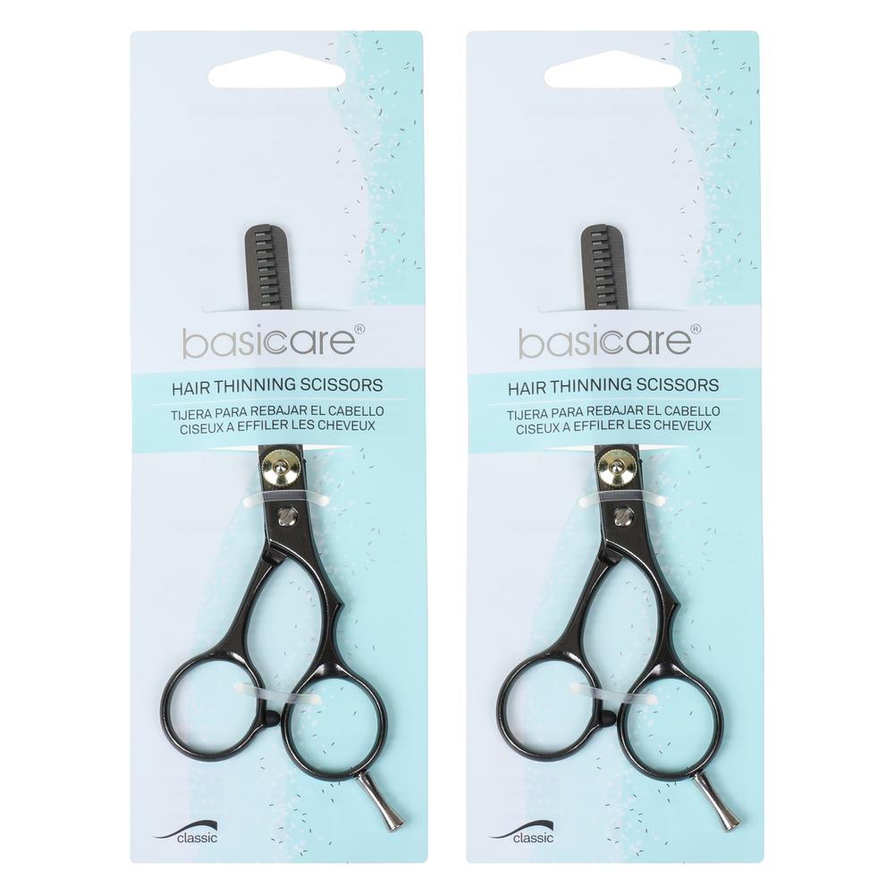 Basicare Home Hair Thinning Scissors 5.5 Inch Stainless Steel Pack of 2