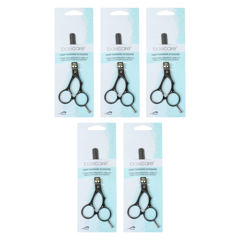 Basicare Home Hair Thinning Scissors 5.5 Inch 5 Pack Stainless Steel