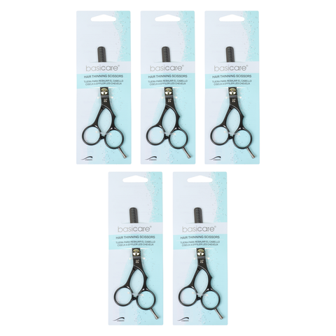 Basicare Home Hair Thinning Scissors 5.5 Inch 5 Pack Stainless Steel