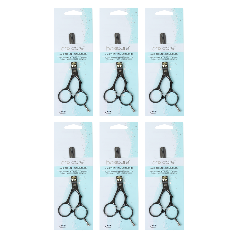 Basicare Home Hair Thinning Scissors 5.5 Inch Stainless Steel Pack of 6