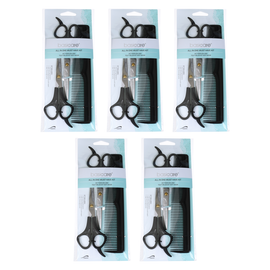 Basicare 5 Pack Haircutting Kit Scissors Thinning Shears and Comb Set