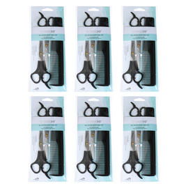 Basicare 3 Piece Haircutting Kit Bundle of 6 Scissors Thinning Shears Comb