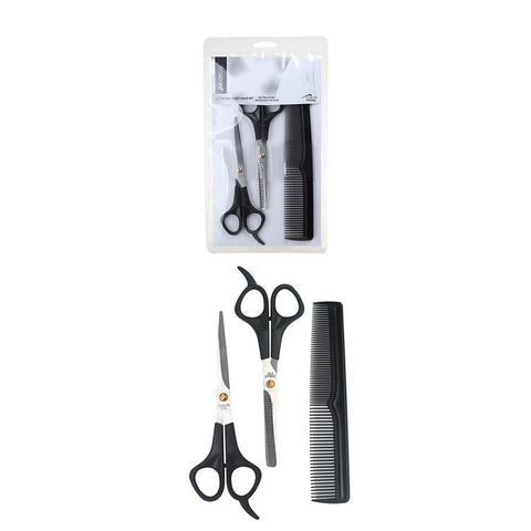 Basicare 3 Piece Haircutting Kit Scissors Thinning Shears And Comb Set