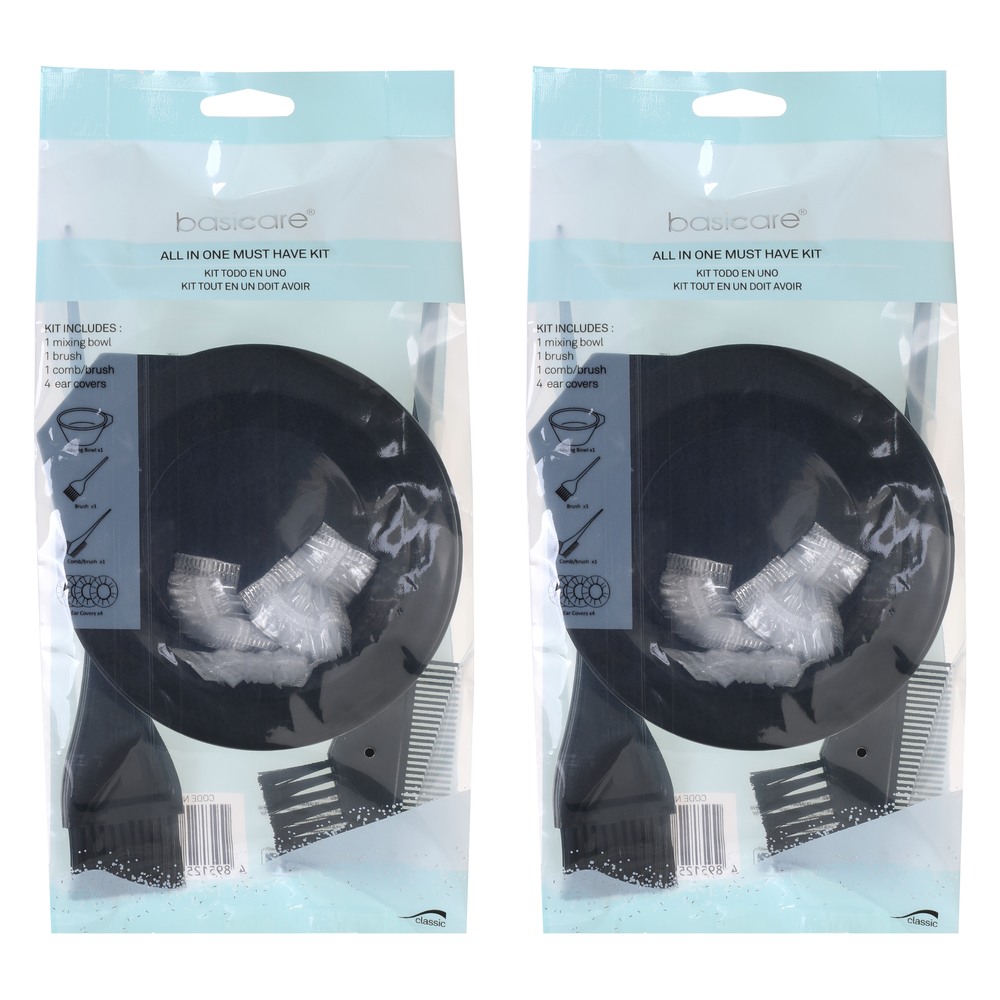 Basicare Hair Dye Kit 2 Pack Mixing Bowl Tint Brush Comb for Home Salon