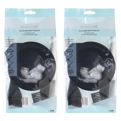 Basicare Hair Dye Kit 2 Pack Mixing Bowl Tint Brush Comb for Home Salon