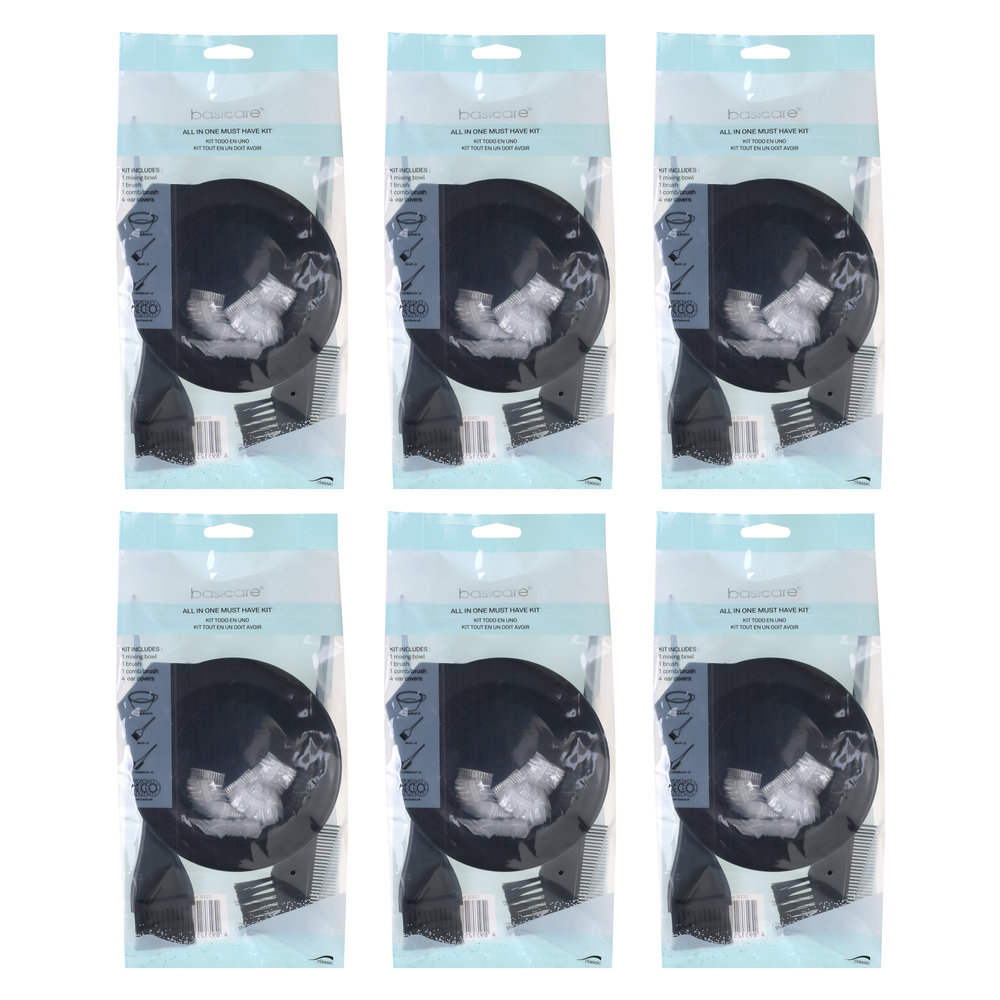 Basicare Hair Dye Kit Bundle of 6 Mixing Bowl Brush and Comb