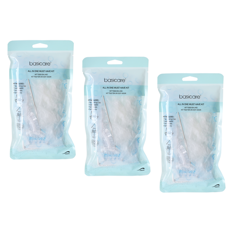 Basicare Hair Dyeing Kit Bundle of 3 Cap Hook Needle Gloves For Salon Home