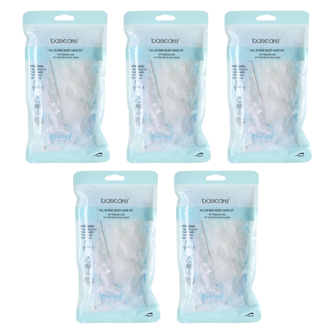 Basicare Hair Dyeing Kit Pack of 5 Cap Hook Needle Gloves for Salon Home
