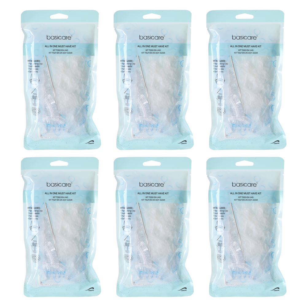 Basicare Hair Dyeing Kit Bundle of 6 Cap Hook Needle Gloves