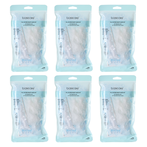 Basicare Hair Dyeing Kit Bundle of 6 Cap Hook Needle Gloves
