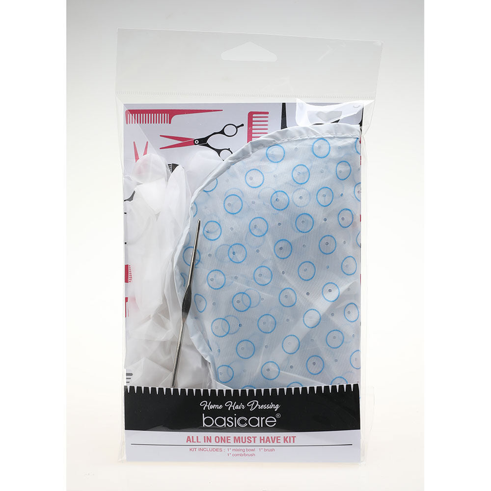 Basicare Hair Dyeing Kit With Cap Hook Needle And Gloves For Salon Or Home