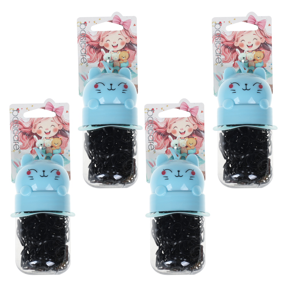Basicare Bundle of 4 260 Pack Black Elastic Hair Bands Small No Snag Hold
