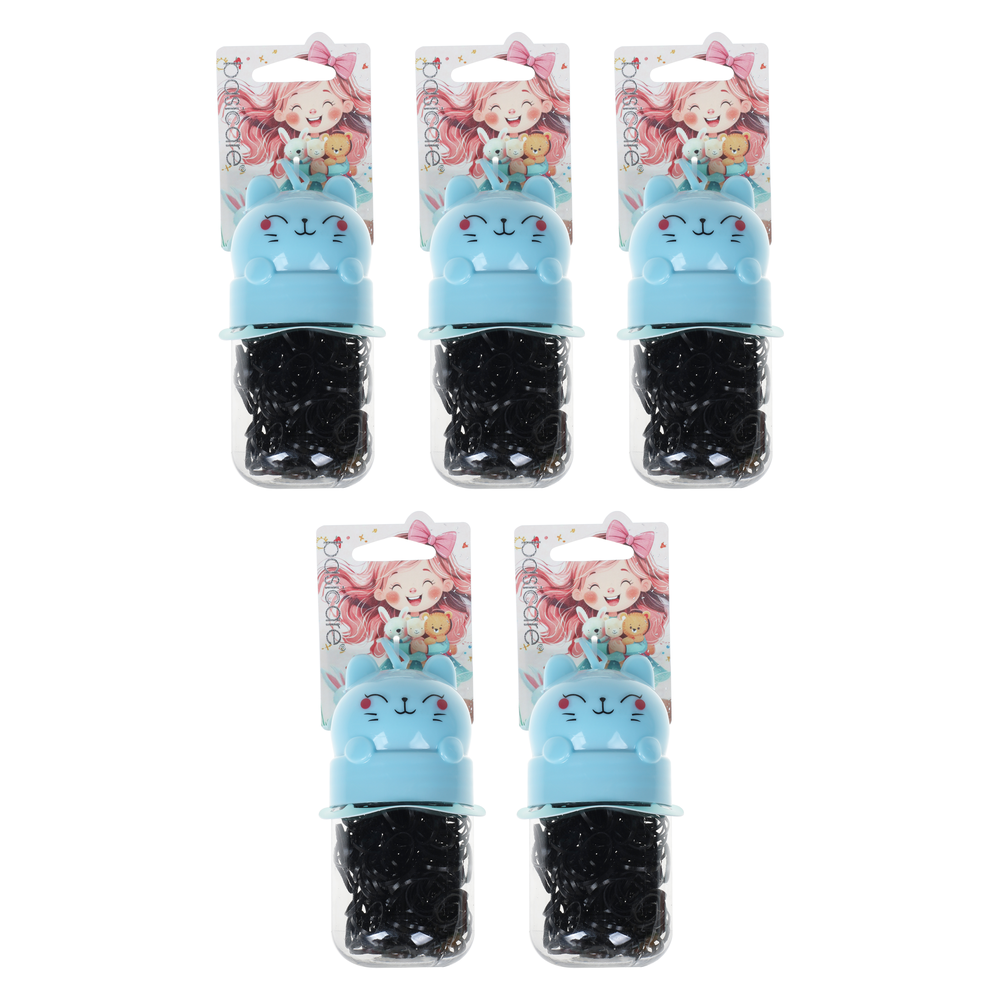 Basicare 5 Pack 260 Black Elastic Hair Bands Small Bulk No Snag Hold