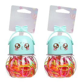 Basicare Bright Elastic Hair Bands 130 Pack Medium Snag Free Styling x 2