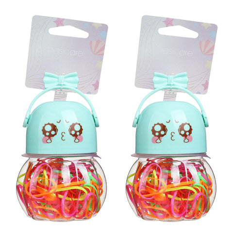 Basicare Bright Elastic Hair Bands 130 Pack Medium Snag Free Styling x 2