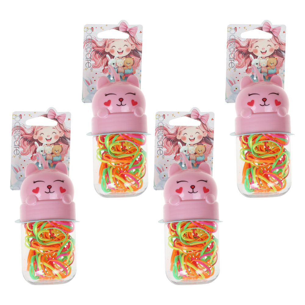 Basicare Bright Elastic Hair Bands 130 Pack Medium Bundle of 4