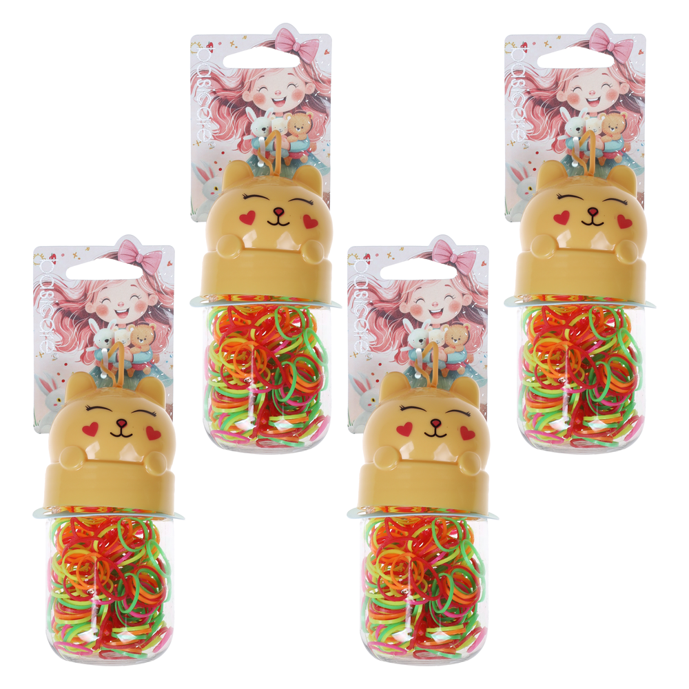 Basicare Bright Elastic Hair Bands 260 Pack Small Bundle of 4
