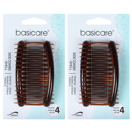 Basicare Side Comb Four Pack Brown Hair Styling Clips Strong Hold x 2