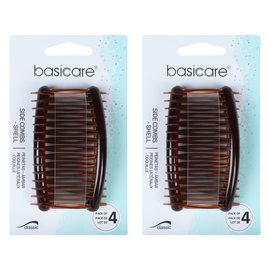 Basicare Side Comb Four Pack Brown Hair Styling Clips Strong Hold x 2
