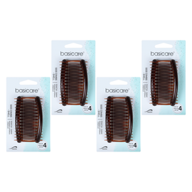 Basicare Side Comb 4 Pack Brown Strong Hold Hair Clips Bundle of 4