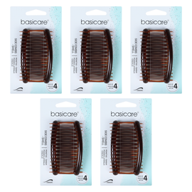 Basicare Side Comb Bundle of 5 Brown Strong Hold Hair Styling Clips