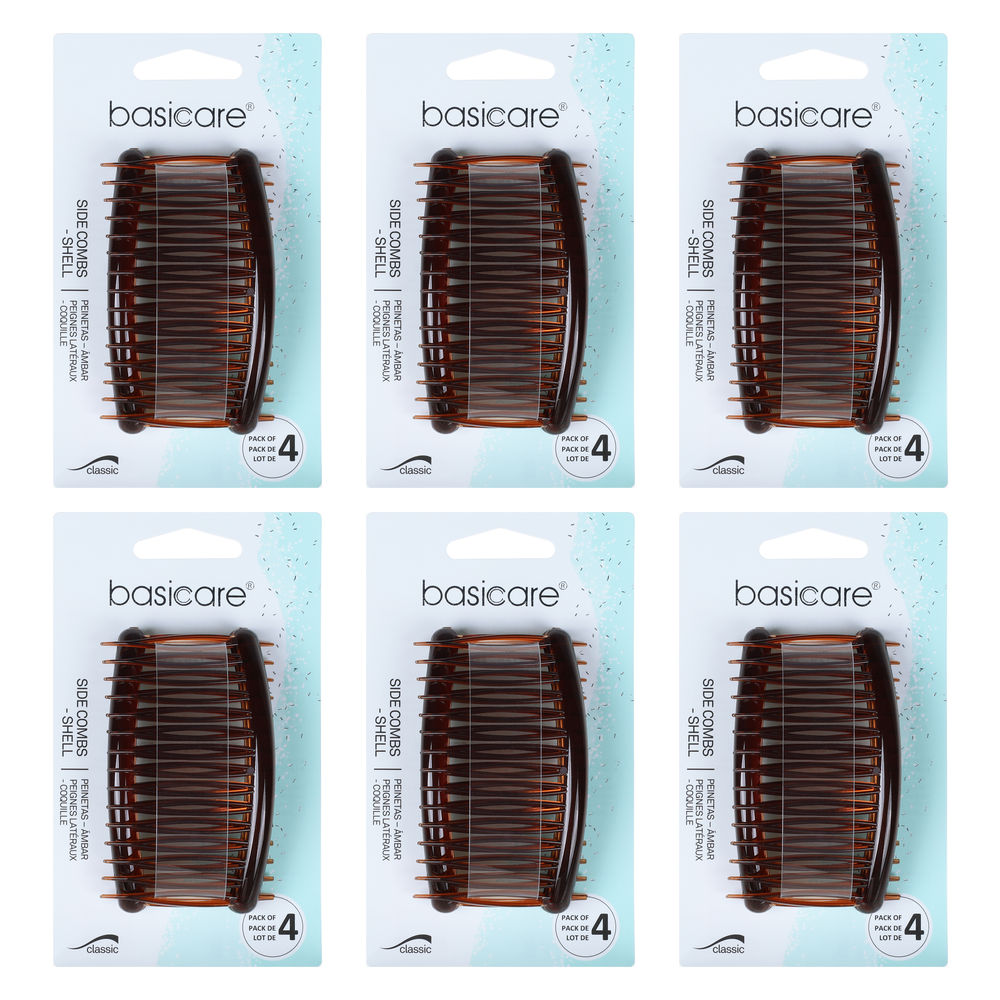 Basicare Side Comb Brown Hair Clips Strong Hold Bundle of 6