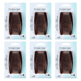 Basicare Side Comb Brown Hair Clips Strong Hold Bundle of 6