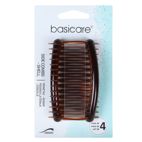 Basicare Side Comb Four Pack Brown Hair Styling Clips Strong Hold