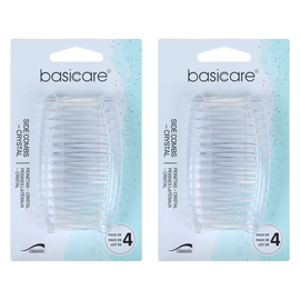 Basicare Side Comb Four Pack Clear Hair Styling Clips Secure Hold x 2