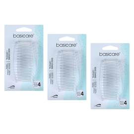 Basicare Side Comb Clear 3 Pack Hair Styling Clips Secure Hold