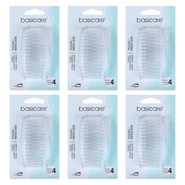 Basicare Side Comb Four Pack Clear Hair Clips Secure Hold Bundle of 6
