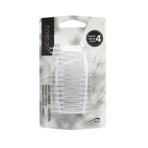 Basicare Side Comb Four Pack Clear Hair Styling Clips Secure Hold