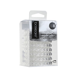 Basicare Clear Spiral Hair Elastic 8 Pack No Damage Strong Hold Bands
