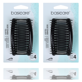 Basicare Side Comb Four Pack Black Strong Hold Durable Hair Styling Combs x 2