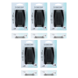 Basicare Side Comb Bundle of 5 Black Strong Hold Durable Hair Styling Combs