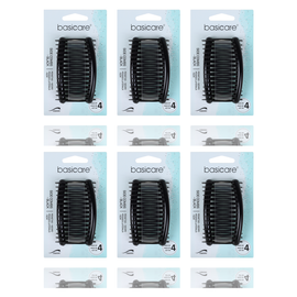Basicare Side Comb Bundle 4 Pack Black Strong Hold Durable Hair Combs