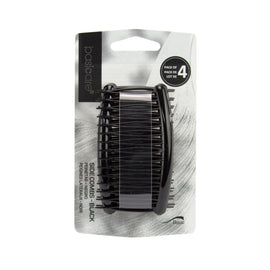 Basicare Side Comb Four Pack Black Strong Hold Durable Hair Styling Combs