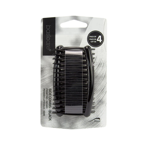 Basicare Side Comb Four Pack Black Strong Hold Durable Hair Styling Combs