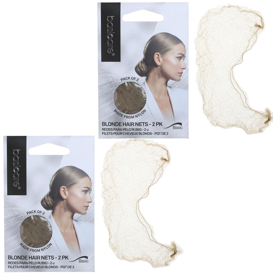 Basicare Invisible Nylon Hair Nets Blonde Pack of 2