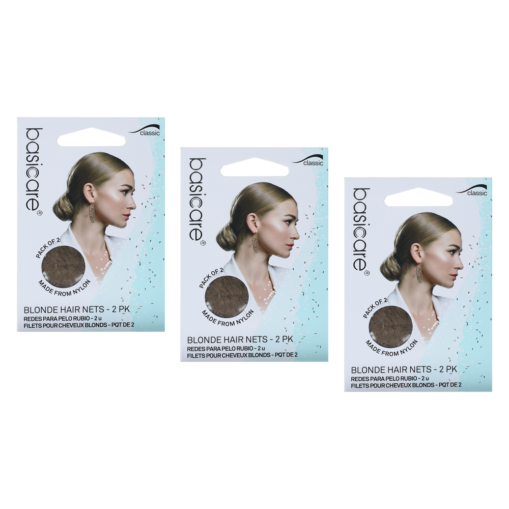 Basicare Invisible Nylon Hair Net Blonde Bundle of 3 Pack